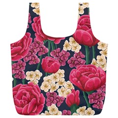 Pink Roses And Daisies Full Print Recycle Bags (l)  by allthingseveryone