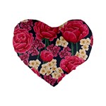 Pink Roses And Daisies Standard 16  Premium Flano Heart Shape Cushions Front