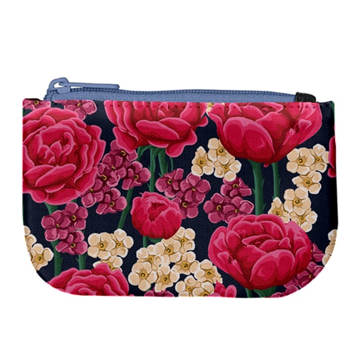 Pink Roses And Daisies Large Coin Purse