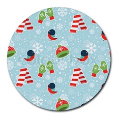 Winter Fun Pattern Round Mousepads by allthingseveryone