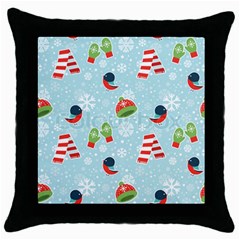 Winter Fun Pattern Throw Pillow Case (black) by allthingseveryone