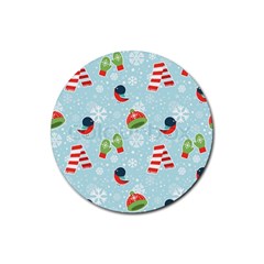 Winter Fun Pattern Rubber Coaster (round)  by allthingseveryone