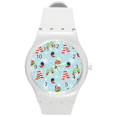 Winter Fun Pattern Round Plastic Sport Watch (m) by allthingseveryone