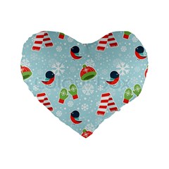 Winter Fun Pattern Standard 16  Premium Flano Heart Shape Cushions by allthingseveryone