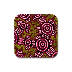 Aboriginal Art - You Belong Rubber Square Coaster (4 Pack)  by hogartharts