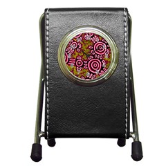 Aboriginal Art - You Belong Pen Holder Desk Clocks by hogartharts