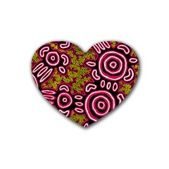 Aboriginal Art - You Belong Rubber Coaster (heart)  by hogartharts