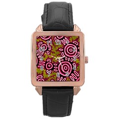 Aboriginal Art - You Belong Rose Gold Leather Watch  by hogartharts