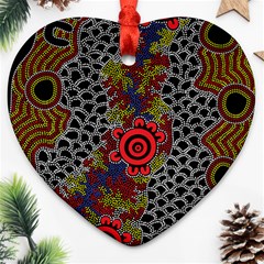 Aboriginal Art - Campsite Ornament (heart) by hogartharts