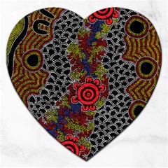 Aboriginal Art - Campsite Jigsaw Puzzle (heart) by hogartharts