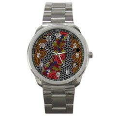 Aboriginal Art - Campsite Sport Metal Watch by hogartharts