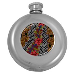 Aboriginal Art - Campsite Round Hip Flask (5 Oz) by hogartharts