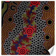 Aboriginal Art - Campsite Canvas 12  X 12   by hogartharts