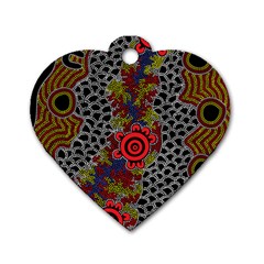 Aboriginal Art - Campsite Dog Tag Heart (one Side) by hogartharts