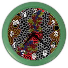 Aboriginal Art - Campsite Color Wall Clocks