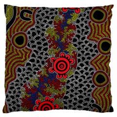 Aboriginal Art - Campsite Large Cushion Case (two Sides) by hogartharts