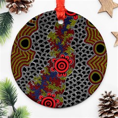 Aboriginal Art - Waterholes Round Ornament (two Sides) by hogartharts