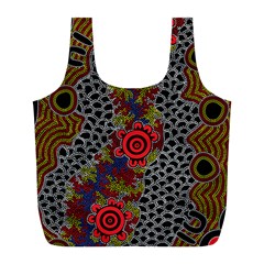 Aboriginal Art - Campsite Full Print Recycle Bags (l)  by hogartharts