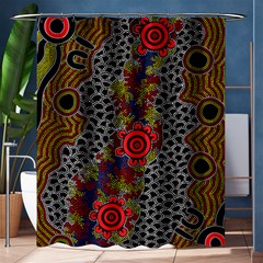 Aboriginal Art - Waterholes Shower Curtain 60  X 72  (medium)  by hogartharts