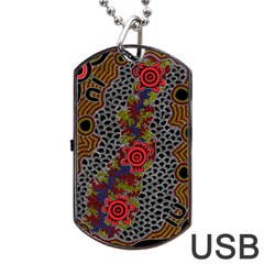 Aboriginal Art - Waterholes Dog Tag Usb Flash (two Sides) by hogartharts