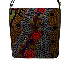 Aboriginal Art - Waterholes Flap Messenger Bag (l)  by hogartharts