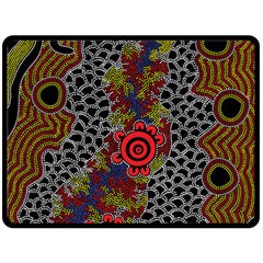 Aboriginal Art - Waterholes Double Sided Fleece Blanket (large)  by hogartharts