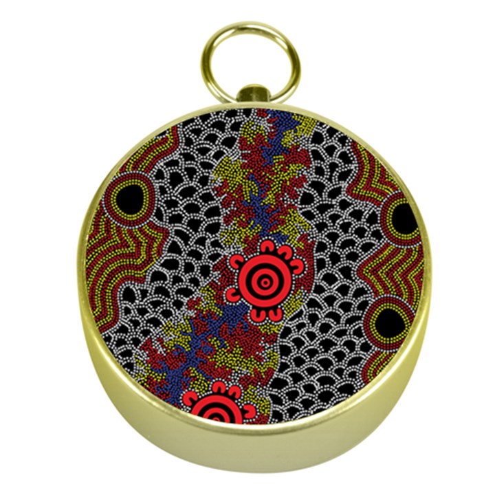 Aboriginal Art - Waterholes Gold Compasses