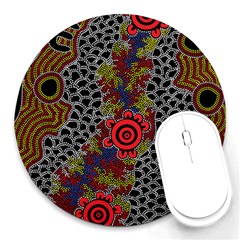 Aboriginal Art - Meeting Places Round Mousepads by hogartharts