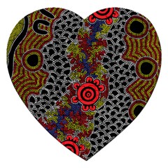 Aboriginal Art - Meeting Places Jigsaw Puzzle (heart) by hogartharts