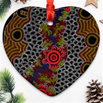 Aboriginal Art - Meeting Places Heart Ornament (Two Sides) Front