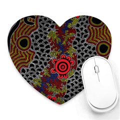 Aboriginal Art - Meeting Places Heart Mousepads by hogartharts