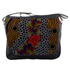 Aboriginal Art - Meeting Places Messenger Bags by hogartharts