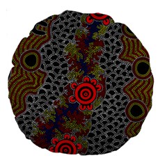 Aboriginal Art - Meeting Places Large 18  Premium Round Cushions by hogartharts