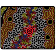 Aboriginal Art - Meeting Places Double Sided Fleece Blanket (medium)  by hogartharts