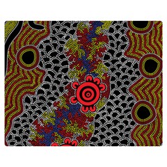 Aboriginal Art - Meeting Places Double Sided Flano Blanket (medium)  by hogartharts