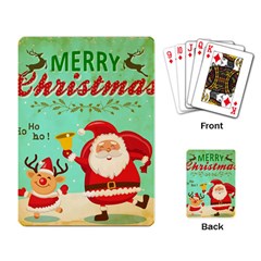 Vintage Merry Christmas Daning Santa And Reindeer Playing Card by allthingseveryone