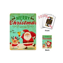 Vintage Merry Christmas Daning Santa And Reindeer Playing Cards (mini) 