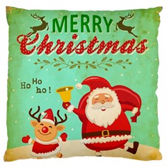 Vintage Merry Christmas Daning Santa And Reindeer Standard Flano Cushion Case (two Sides) by allthingseveryone