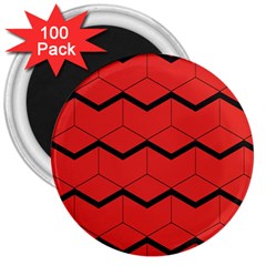 Red Box Pattern 3  Magnets (100 Pack)