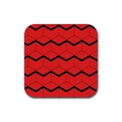 Red Box Pattern Rubber Coaster (square) 