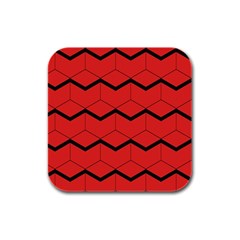 Red Box Pattern Rubber Square Coaster (4 Pack) 