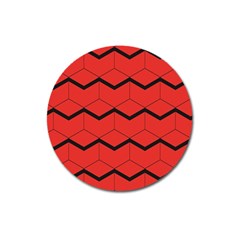 Red Box Pattern Magnet 3  (round)