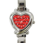 red box pattern Heart Italian Charm Watch Front