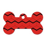 red box pattern Dog Tag Bone (Two Sides) Front