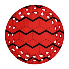 Red Box Pattern Round Filigree Ornament (two Sides)