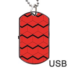 Red Box Pattern Dog Tag Usb Flash (one Side)