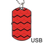 red box pattern Dog Tag USB Flash (One Side) Front