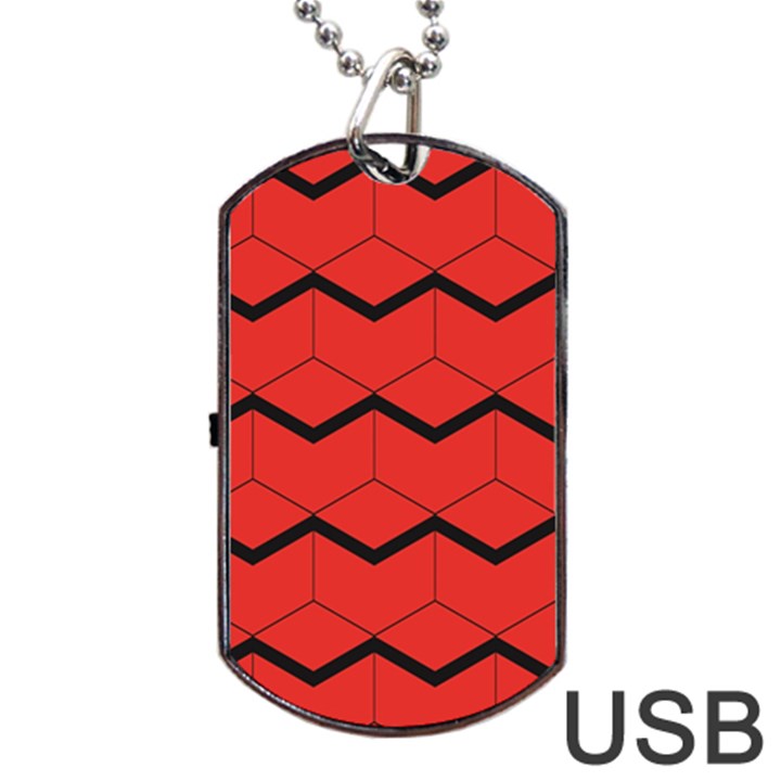 red box pattern Dog Tag USB Flash (One Side)