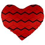 red box pattern Large 19  Premium Heart Shape Cushions Back