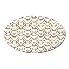 Art Deco,japanese Fan Pattern, Gold,white,vintage,chic,elegant,beautiful,shell Pattern, Modern,trendy Oval Magnet by NouveauDesign